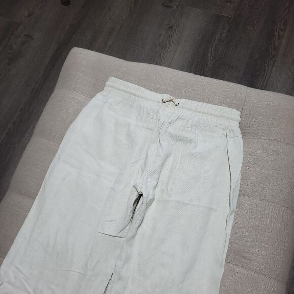 Sapphire Red Linen Blend Cream Pants with Rope Tie Drawstring  Womens Medium - Picture 7 of 11